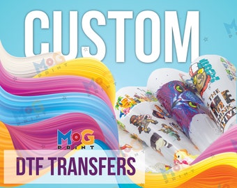 CUSTOM DTF Heat Transfers, Dtf Gang Sheets, Personalised Ready to press transfers Wholesale, Custom Business logo, Personalized transfers UK