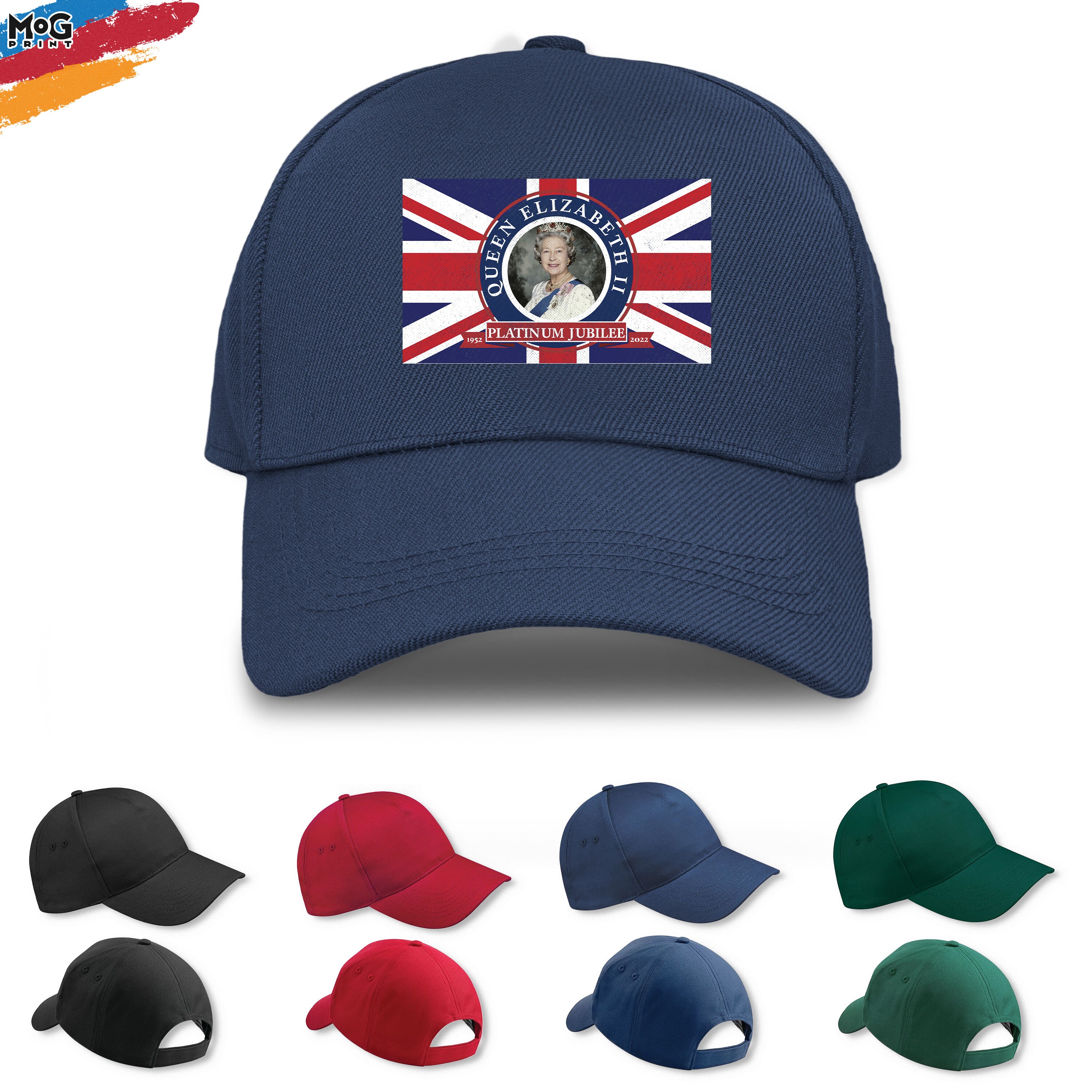 Discover Queen Elizabeth II Cap | Queens Platinum Jubilee 2022 Gifts | Union Jack Flag Print 70th Anniversary Event 1952 - 2022 70 Years | Unisex HAT