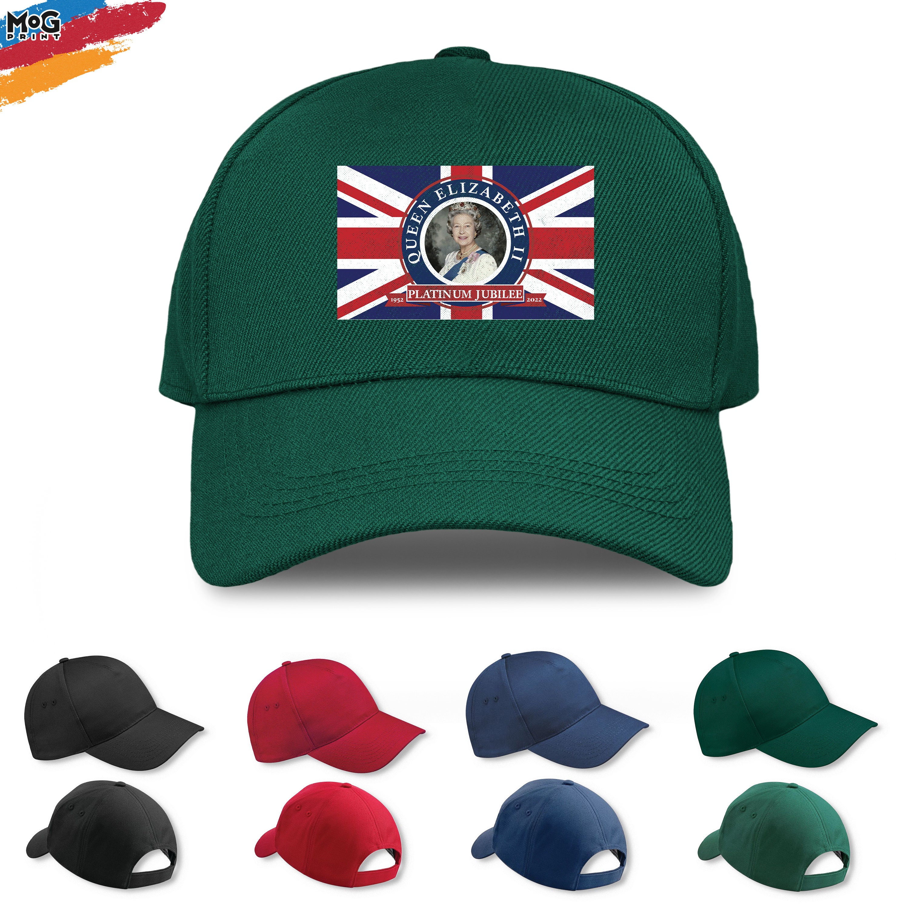 Discover Queen Elizabeth II Cap | Queens Platinum Jubilee 2022 Gifts | Union Jack Flag Print 70th Anniversary Event 1952 - 2022 70 Years | Unisex HAT