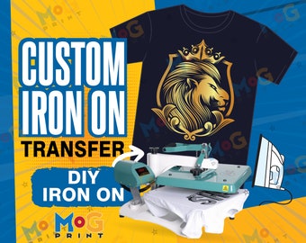 Heat Transfers Ready to Press, Custom Iron on Heat Press Transfer, Personalised Iron on Tshirt Garments, Iron-on Vinyl Logo Patch DTF Print