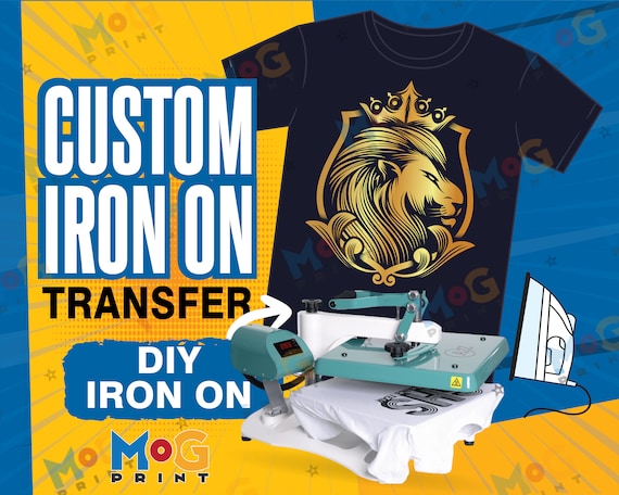 Heat Transfers Ready to Press, Custom Iron on Heat Press Transfer,  Personalised Iron on T-shirt Garments, Iron-on Vinyl Logo Patch DTF Print 