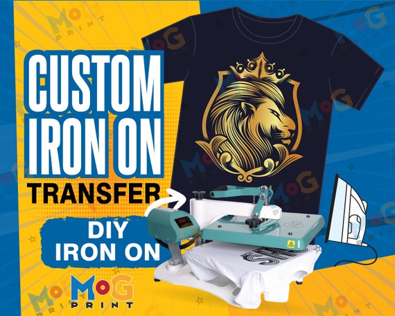 Heat Transfers Ready to Press, Custom Iron on Heat Press Transfer,  Personalised Iron on T-shirt Garments, Iron-on Vinyl Logo Patch DTF Print 