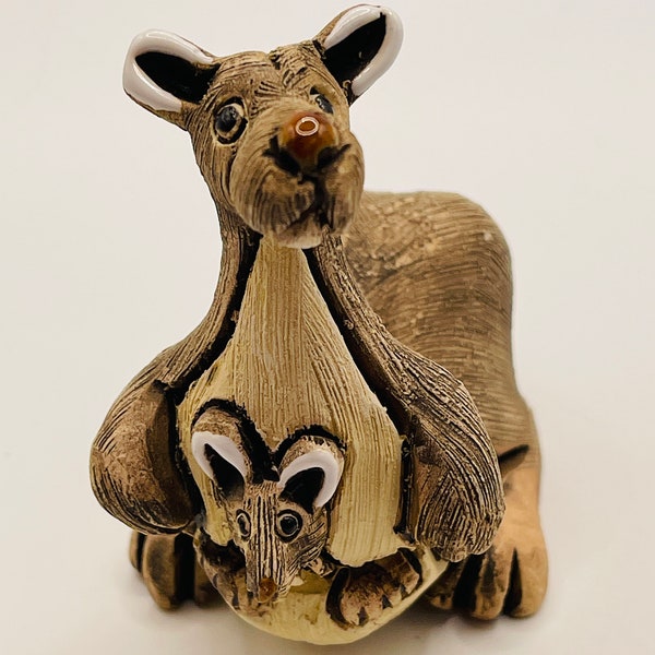 Artesania Rinconada Kangaroo With Joey Hand Made Vintage Figurine