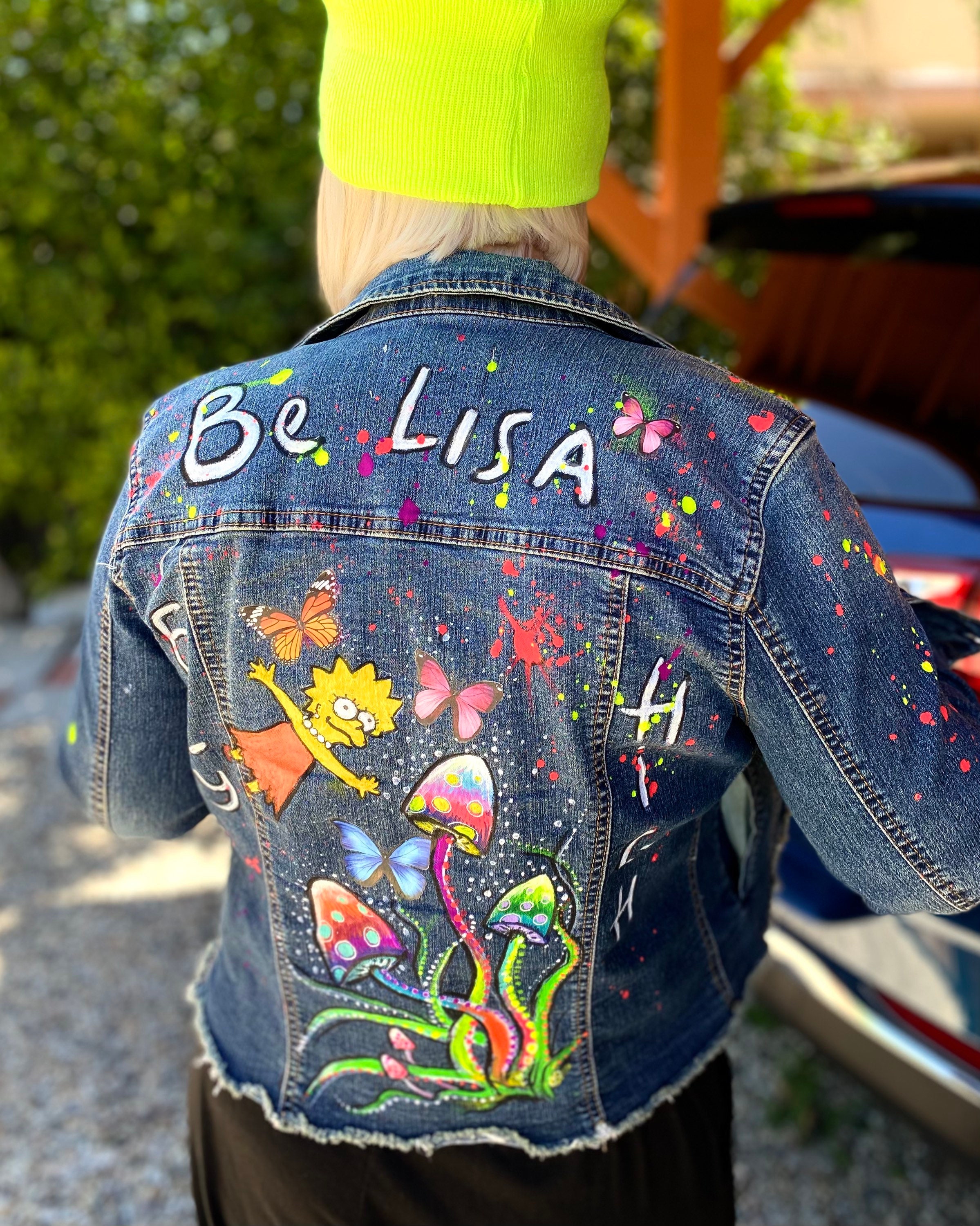 ◆THE MUSEUM VISITOR◆ HAND PAINTED DENIM JACKET BROWN 10117 HAND PAINTED DENIM JACKET (BROWN) : THE MUSEUM VISITOR