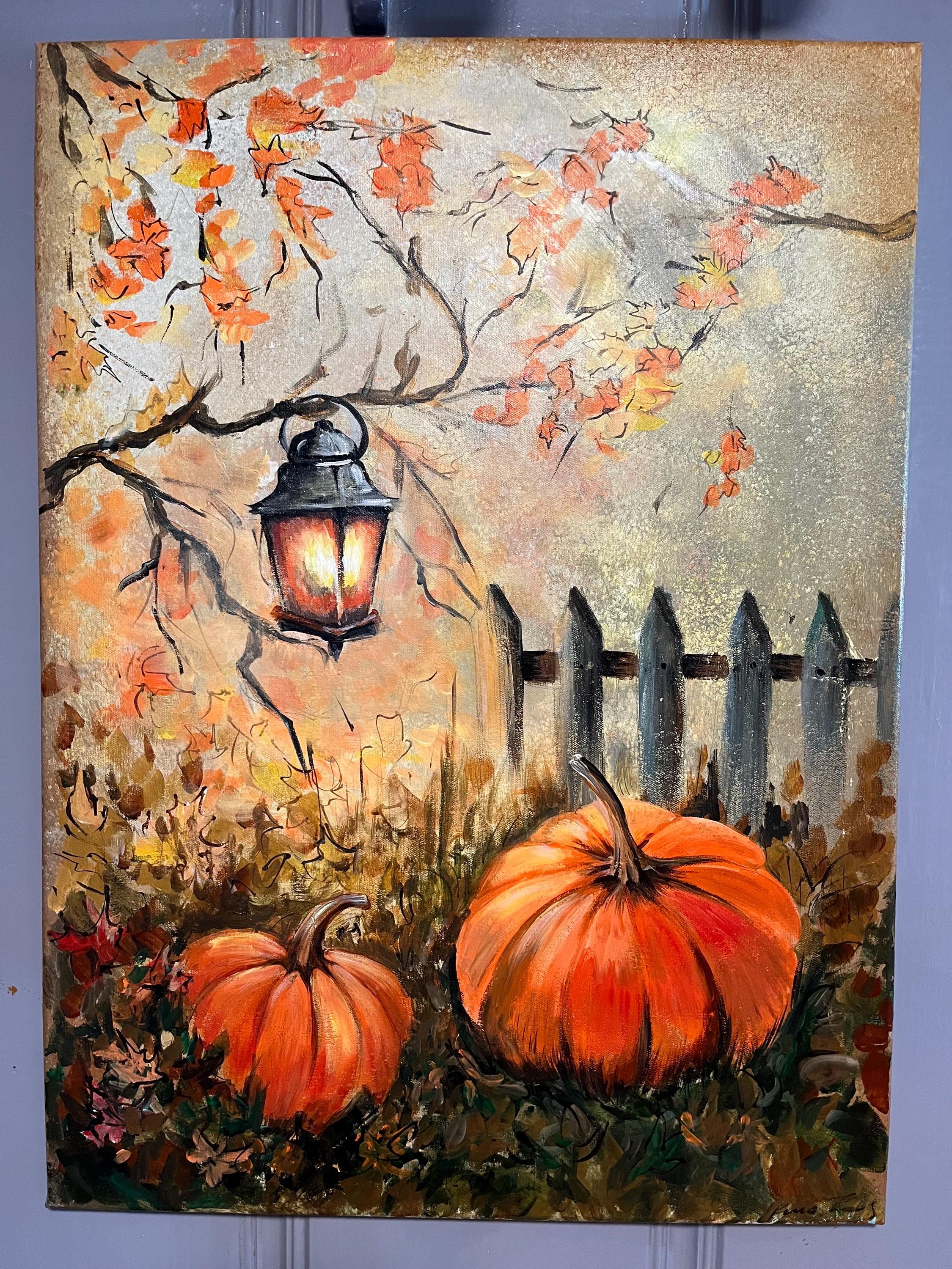 Pumpkin Autumn Melody Original Acrylic Artwork 24x 30