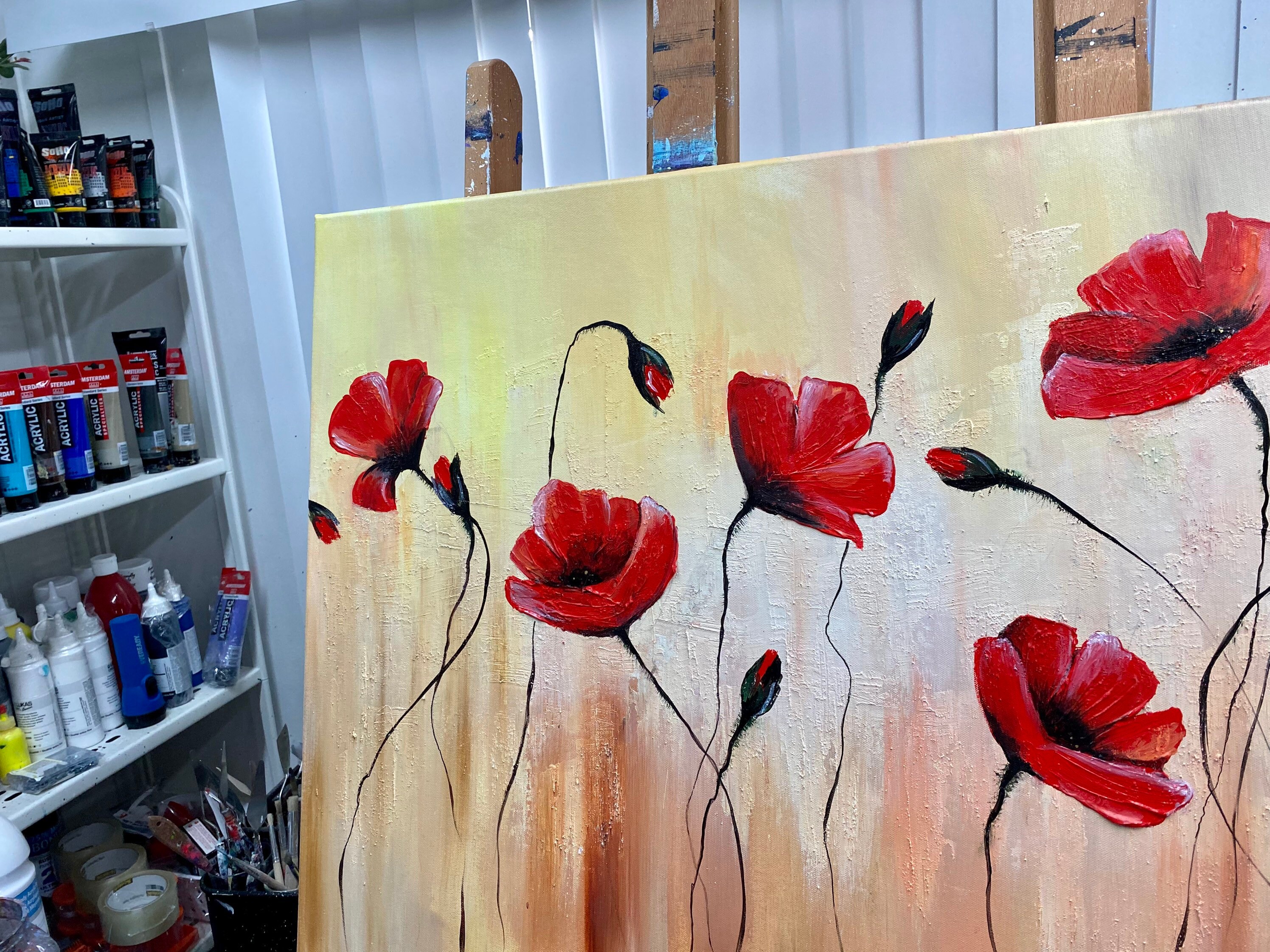 24х36' Original Acrylic Floral 3D Painting - Poppies - Etsy