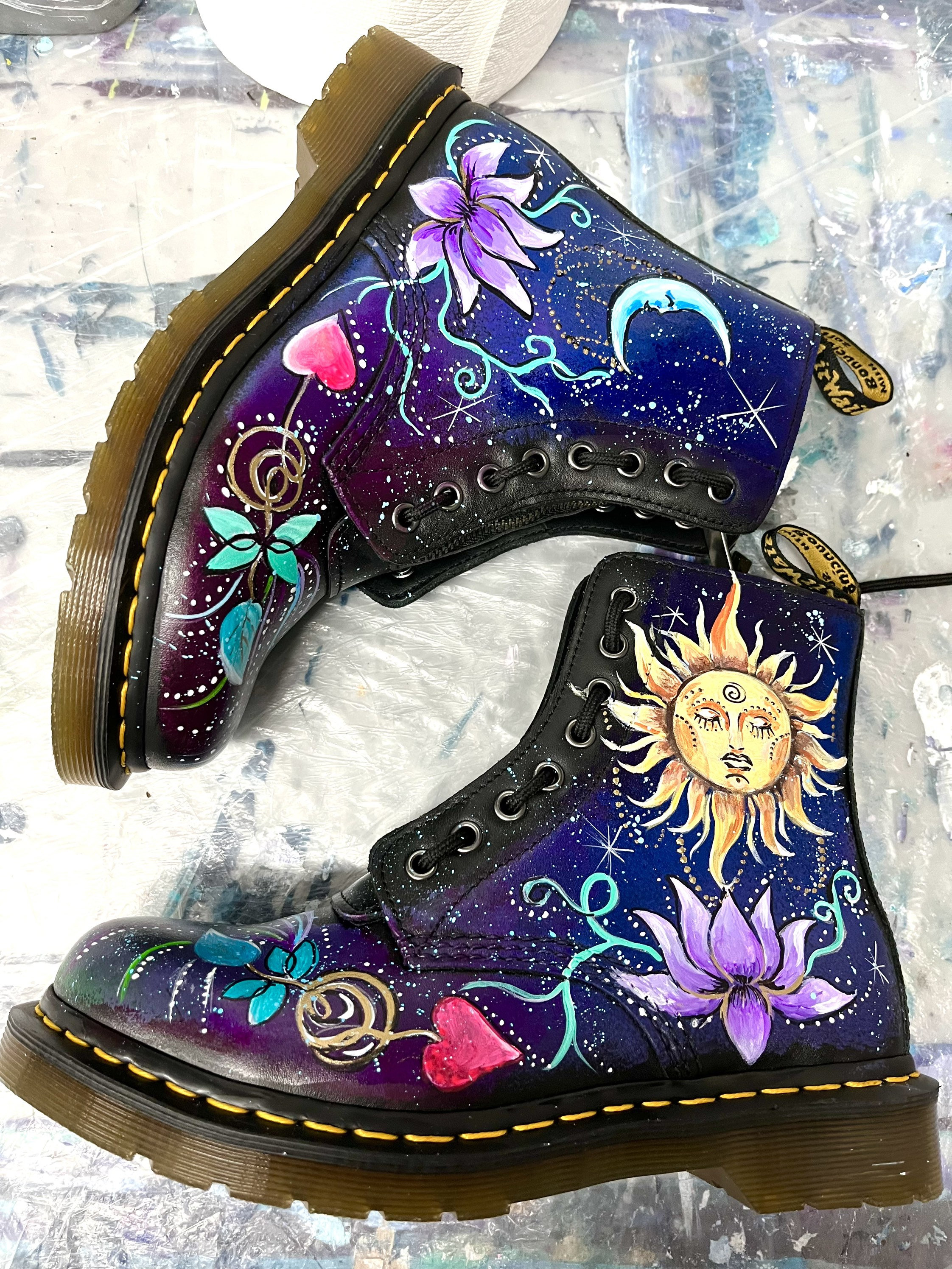 Kustom Galaxy Dr Martens ?  ? Galaxy Hand Painted Dr. Marten Boots Youth 4/women 5 - Etsy main image 4