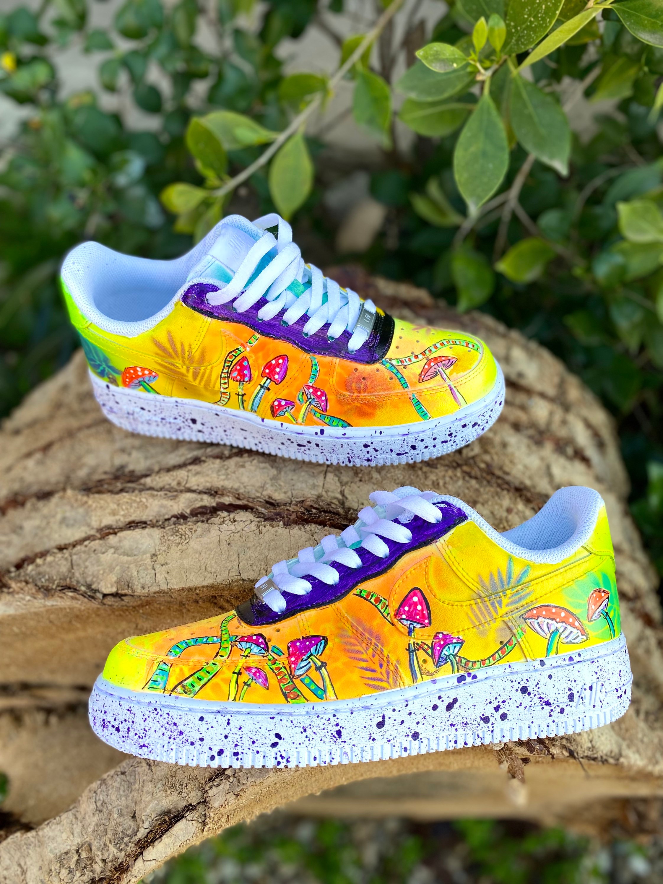 Custom Painted Nike Air Force Sneakers - Mushrooms / Trip - Etsy