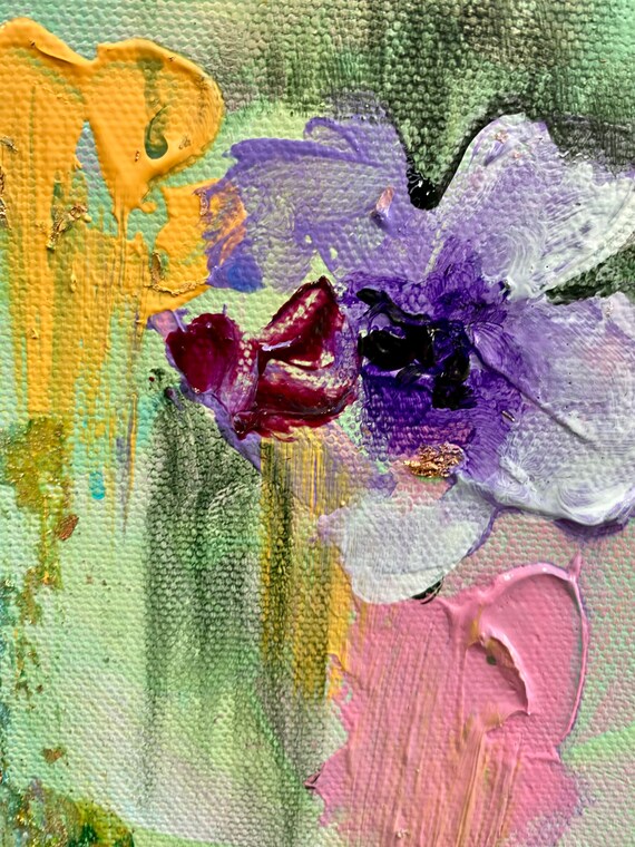 20x30' Original Acrylic Floral Painting Shabby Chic Style