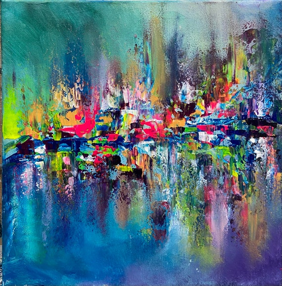 Art Acrylic size:50.50￼ Original Acrylic Abstract Art - Megapolis Jazz -14x14 Inches - Etsy