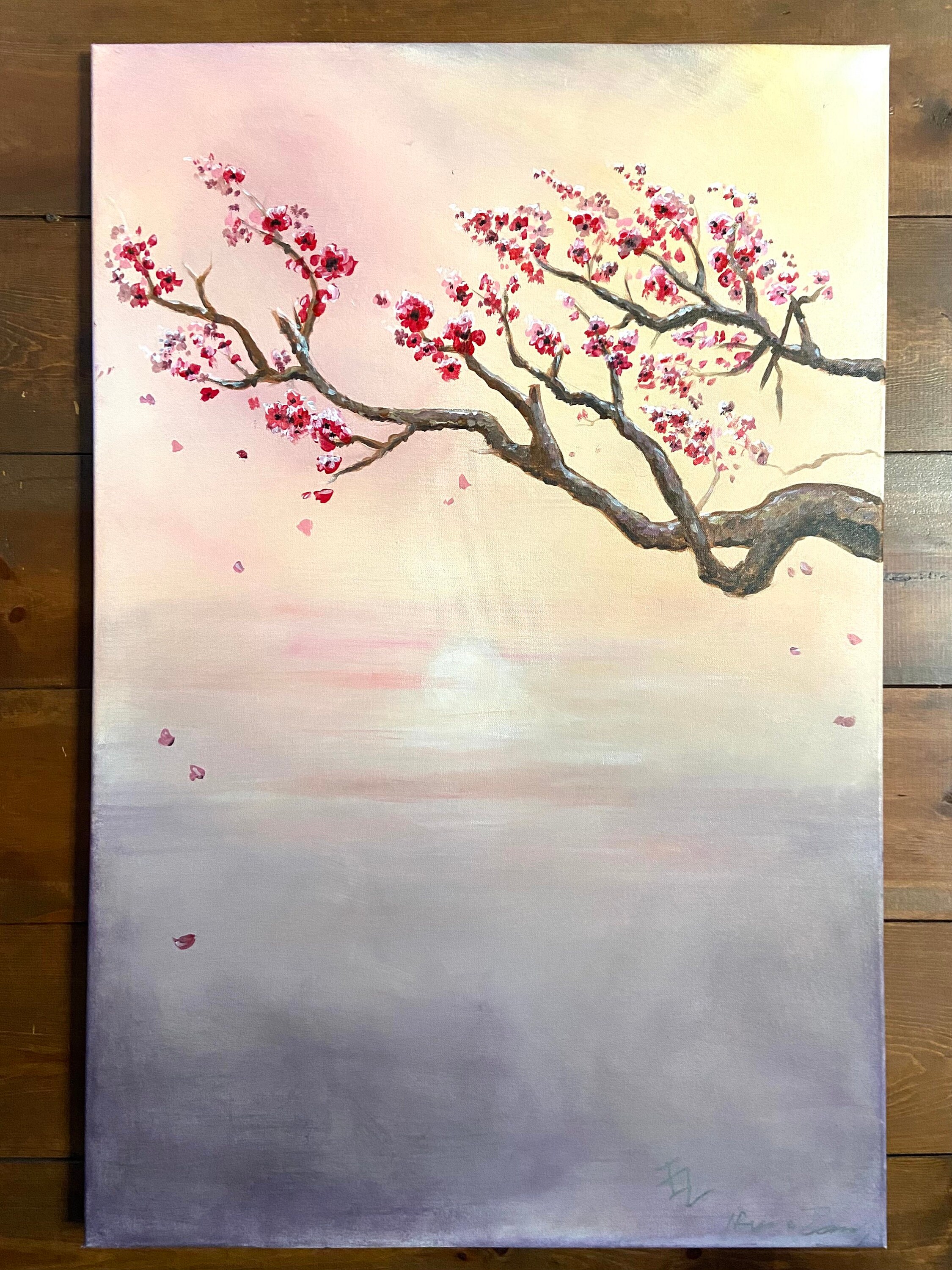 ぶるうさま専用　並木一　「醍醐桜(岡山県)」　木版画　直筆サイン・落款・有り 24x36'original Acrylic Fine Art Painting Interior Art