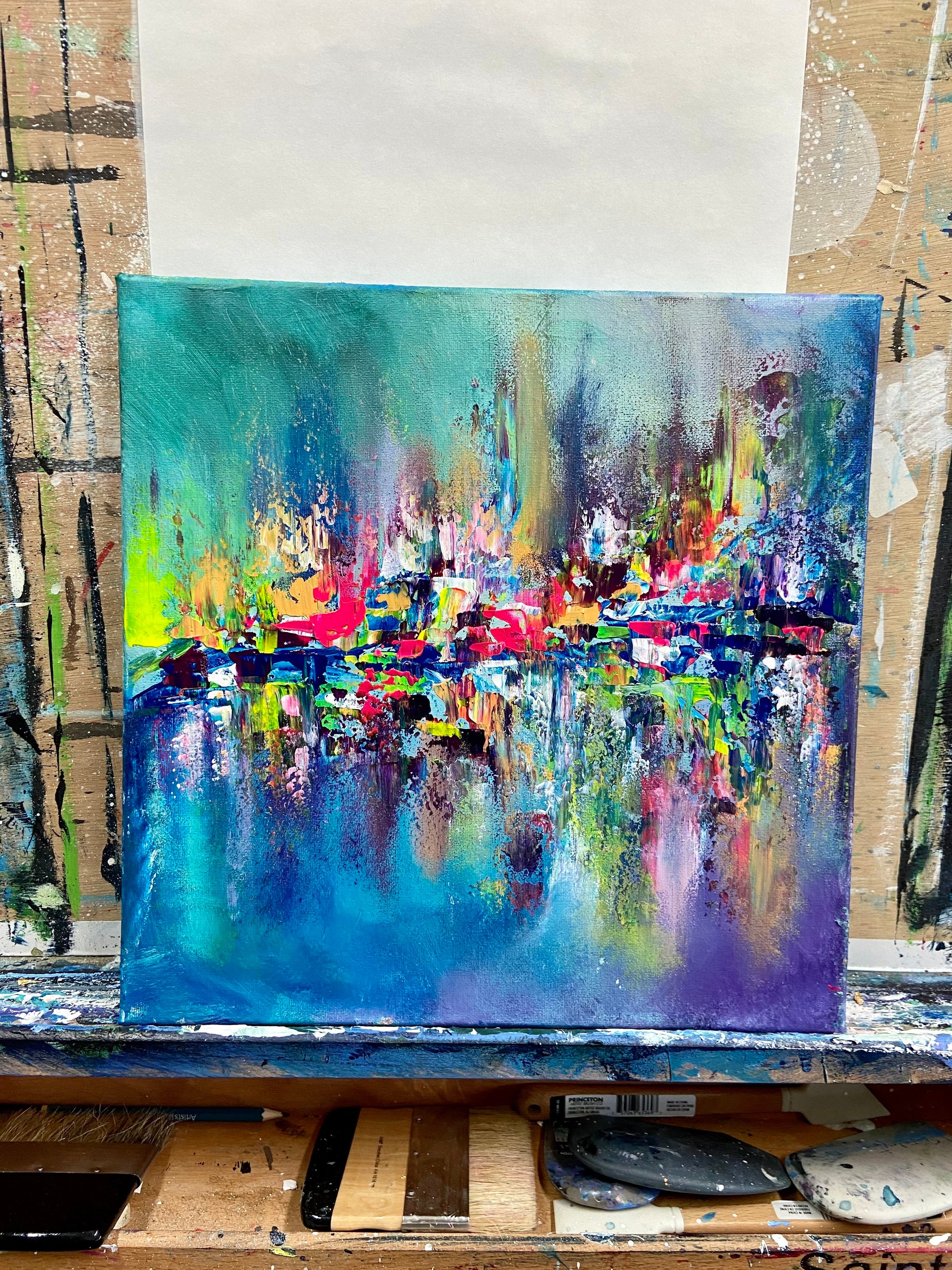 Original Acrylic Abstract Art - Megapolis Jazz -14x14 Inches