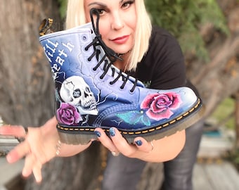 Dr Martens Gothic Skull Custom Boots Etsy