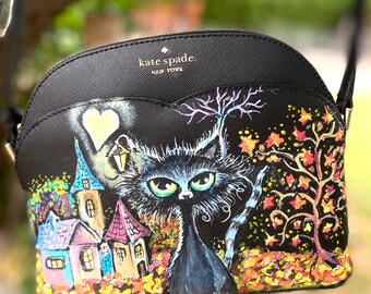 Kate Spade Small Custom Painted Crossbody Leather Bag Fall's