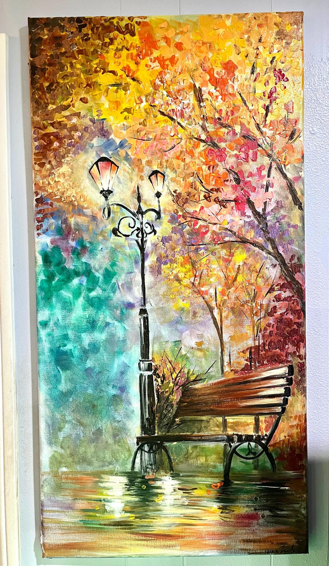 Autumn Melody Original Acrylic Artwork 18x36'' Thanksgiving Art - Etsy