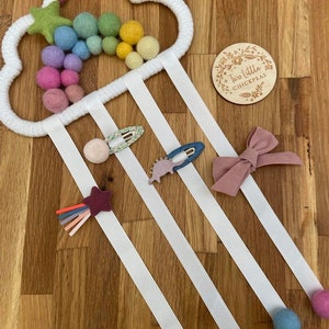 Hand made cloud & rainbow hair clip holder.