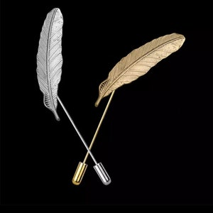 Gold Silver Feather Lapel Pin Brooch for Suit / Wedding Brooches Pins