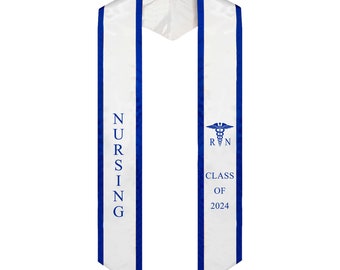 Nurse Graduation Stole for Nursing Class of 2024, RN sash nurses with medical logo Embroidery