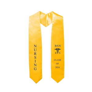 Custom Embroidery Graduation Stole for nursing Class of 2024, BSN RN sash nurses with medical logo