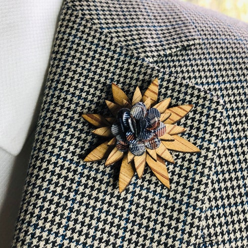 Wooden Lapel Pin / Wood Brooch Wedding Lapel Flower Etsy