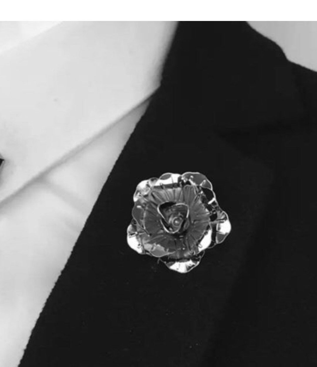 Silver Flower Lapel Pin Enamel Pin Wedding Lapel Pin Flower Groomsmen Wedding Boutonniere Lapel
