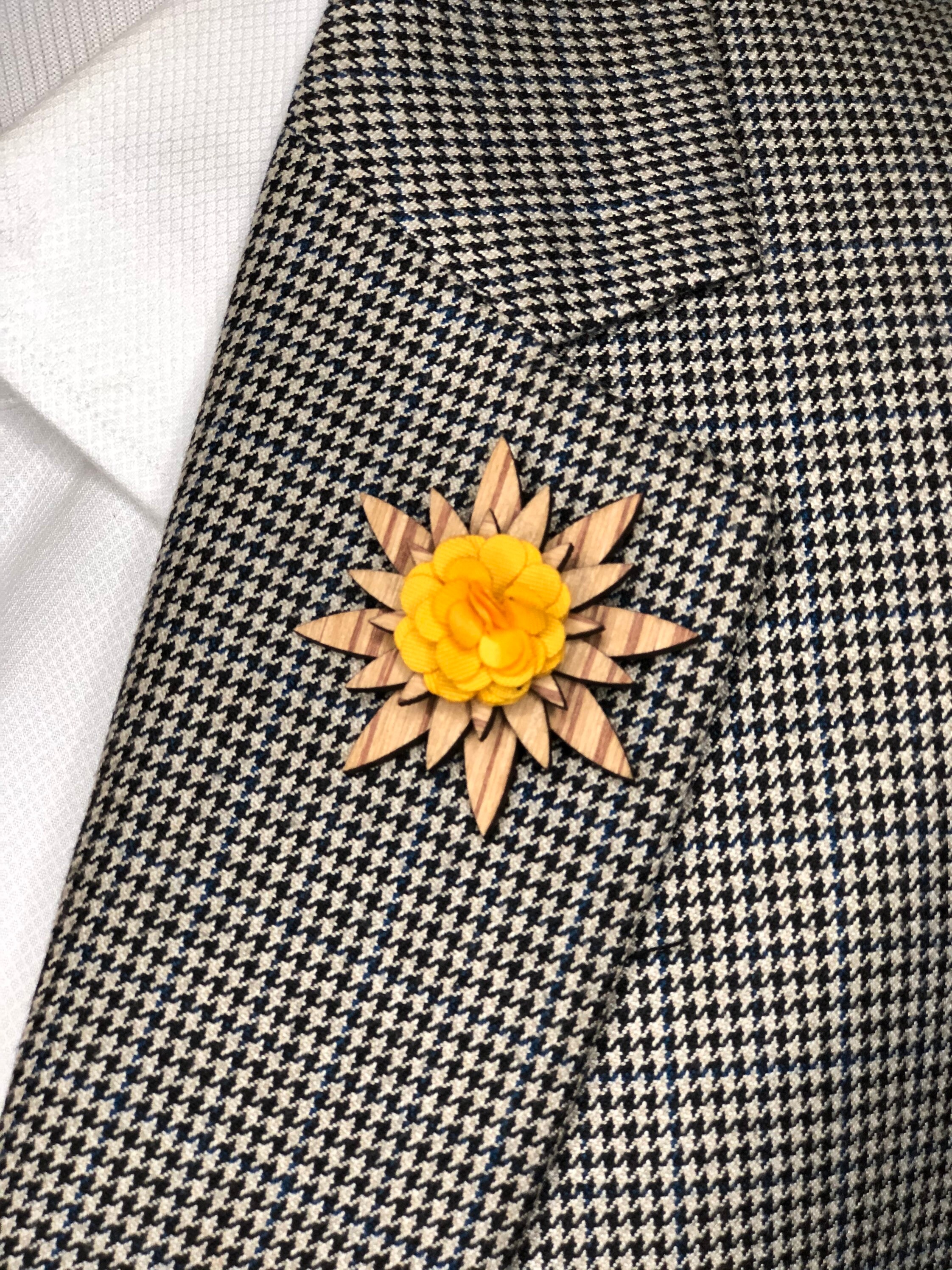 Wooden Lapel Pin Wood Brooch Wedding Rose Flower Lapel Pins Etsy