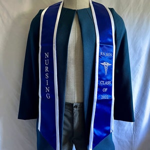 Graduation Stole for nursing school, Class of 2022 sash nursing with medical symbol the caduceus BSN, RN.