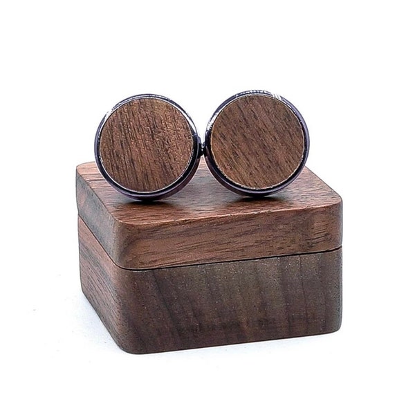 Wedding Cufflinks, Wooden Cufflinks in a Wooden Gift Box, Cuff Links Groomsmen Gift, Cufflinks for Men Anniversary Gift.