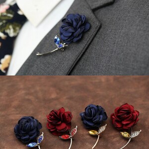 Brooch Flower Lapel Pin Men Women Fabric Rose Brooches Wedding Party