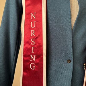 Nurse Graduation Stole for Nursing Class of 2024, RN sash nurses with medical logo Embroidery image 3