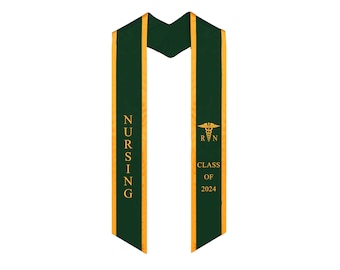 Custom Embroidery Graduation Stole for Nursing Class of 2024, RN sash nurses with medical logo