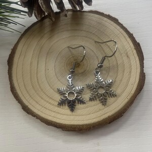 Snowflake Earrings, Hypoallergenic Ear Wires, Christmas Earrings, festive earrings, secret Santa
