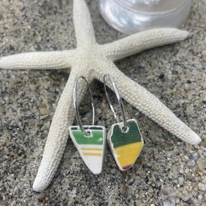 Sea pottery Lyme Regis sterling silver hoops