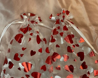 Bolsa de regalo de organza para el día de San Valentín con corazón de amor