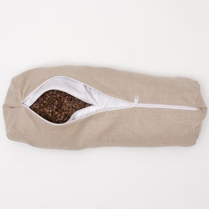 Bolster - rouleau de yoga, coque de sarrasin, cou ou housse de soutien lombaire en lin 100%
