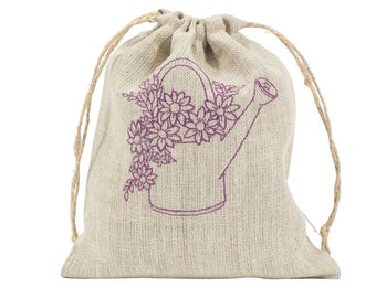 Set of 3 Decorative linen Sachet bag with Embroidery, Eco friendly ,Zero waste, storing sack, linen pouch.