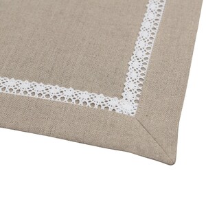 Lace Tablecloth, Natural Linen Color, Classic Tablecloth, Vintage Table Decor, Timeless Elegant Boho. Custom linen fabric tablecloth.