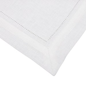 White Linen Hemstitch Tablecloth: Elegant Boho Table Decor