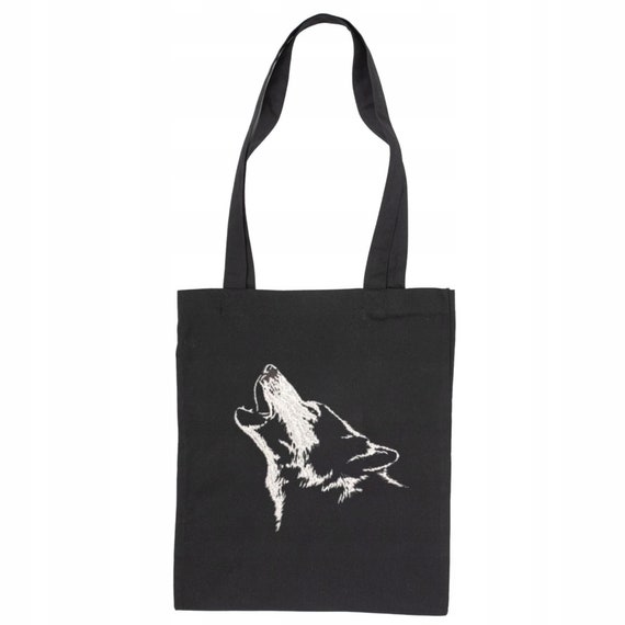 Wolf Men Shopper Bag, Cotton PREMIUM, Embroidery, Eco, VEGAN