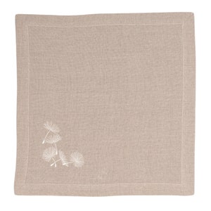 Linen Napkin with dandelion embroidery, Vintage Table Decor, Timeless Elegant and cute.