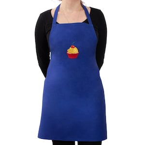 Functional cotton apron, cute and classic, handmade, solid fabric. Dark blue.