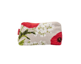 Linnen Cosmetische tas met rits - Bloemenprint, reistas, Sieradentas, Toilettas, Cosmetische Tas, Make-up Tas