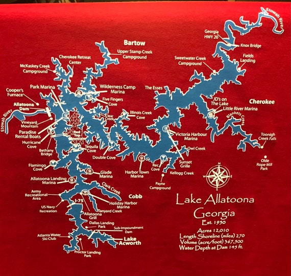 Lake ALLATOONA MARINA MAP  Etsy