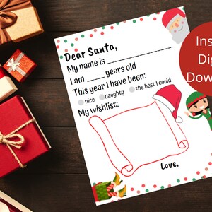 Lieber Weihnachtsmann Brief / Fill-in Letter / Brief an den Weihnachtsmann / Weihnachtswunschliste / Geschenkliste / Weihnachtswunschliste / Digitaler Download