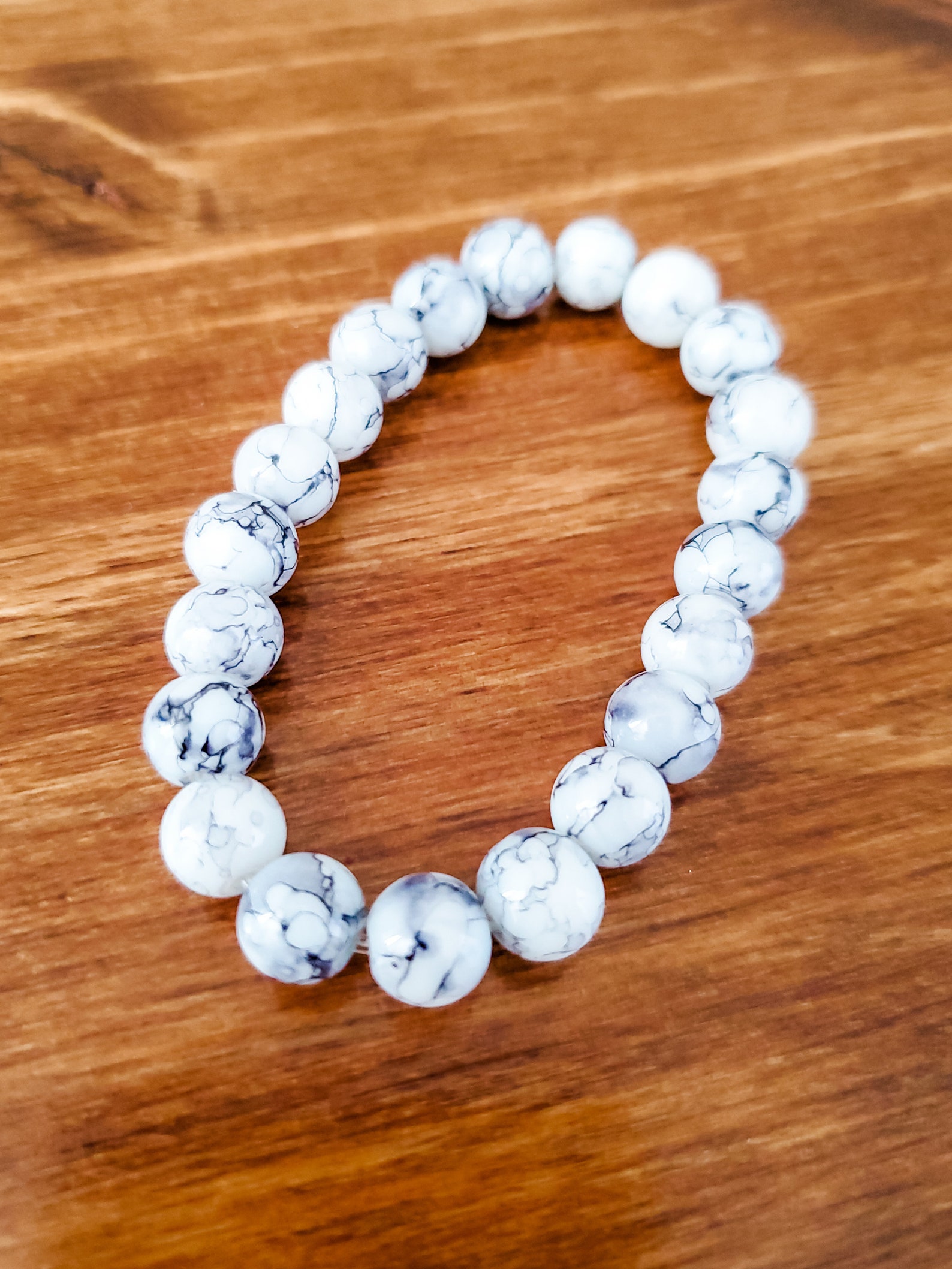 8mm Deep Gray Marble Bracelet Etsy