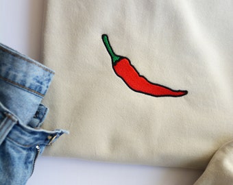 Besticktes Hot Pepper Sweatshirt | Bestickter Pullover | Pepper Sweatshirt | Gartenarbeit Sweatshirt | Trendy Pullover | Hot Sauce Shirt