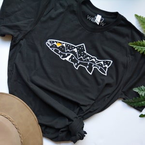 Black Fishing Shirt| Trout Shirt| Fisherman Shirt| Unisex Shirt| Gifts for Men| Gifts for Outdoor Women| Fisherman Gift| Fly Fishing Gift |