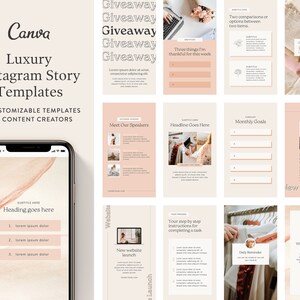 Minimalist Instagram Story Templates | Canva Templates | Social Media Templates | Blogger | Luxury | Neutral | Peach Color Palette | Minimal