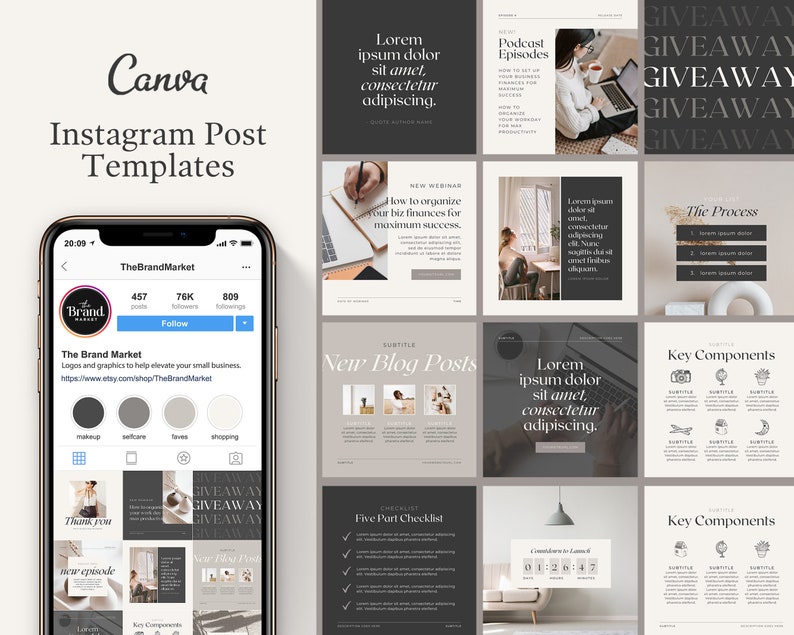 Minimalist Instagram Template Canva Templates Social Media - Etsy