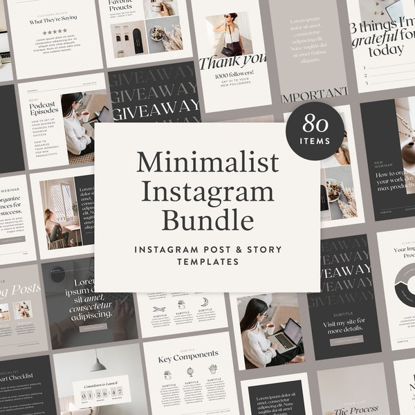 Minimalist Instagram Template Bundle | Canva Instagram Templates for Posts & Stories | Social Media Templates | Luxury Brand | Minimal